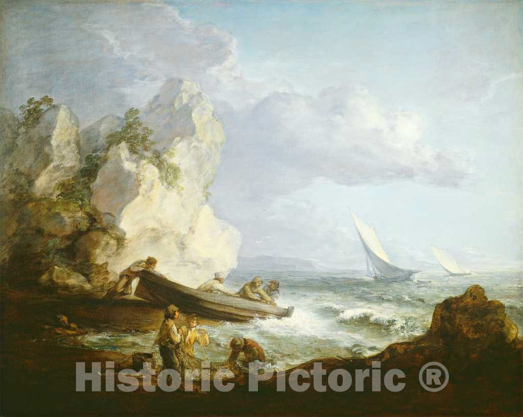 Art Print : Thomas Gainsborough, Seashore with Fishermen, c.1782 - Vintage Wall Art