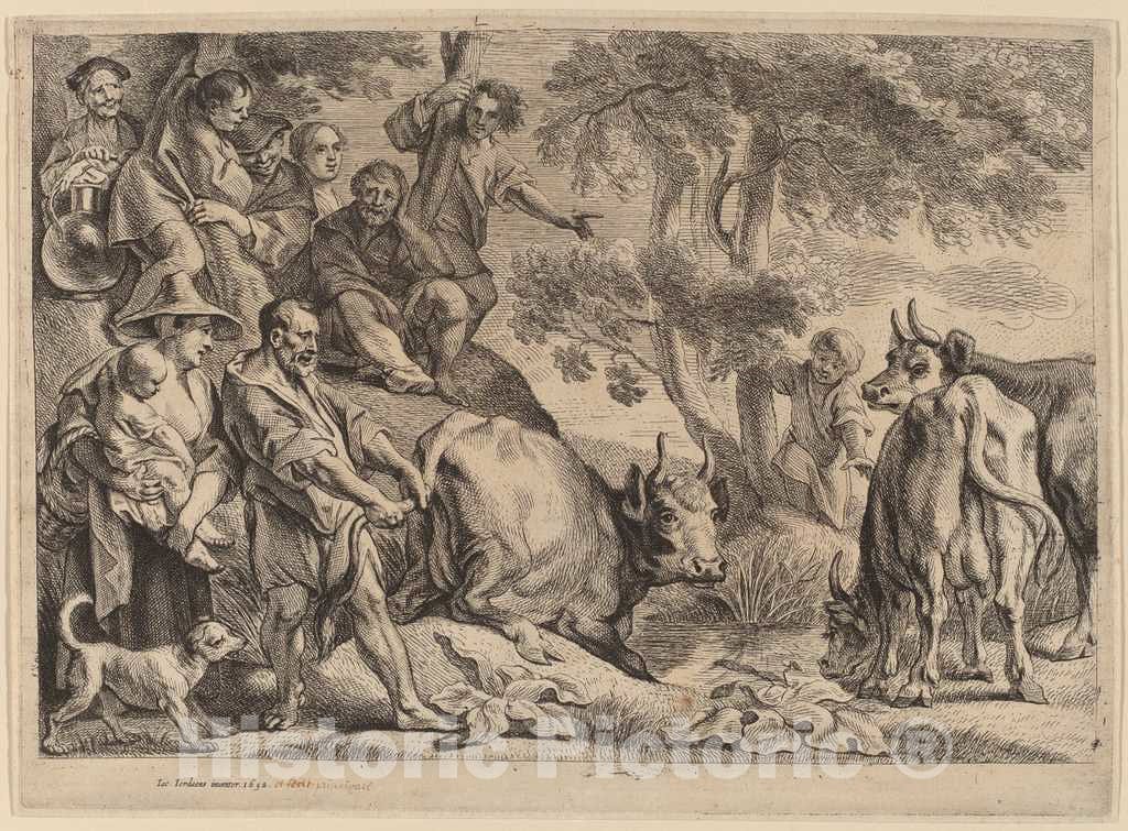 Art Print : Jacob Jordaens, Cacus Robbing The Cattle of Hercules, 1652 - Vintage Wall Art