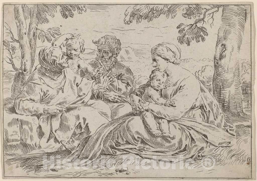 Art Print : Simone Cantarini, The Holy Family - Vintage Wall Art