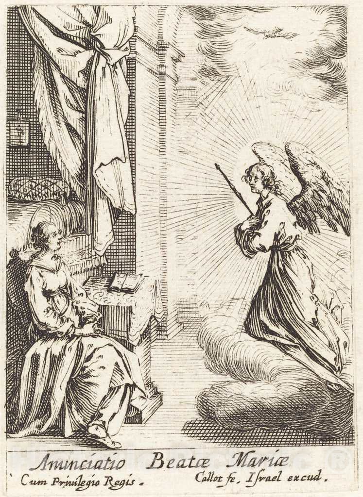 Art Print : Jacques Callot, The Annunciation - Vintage Wall Art