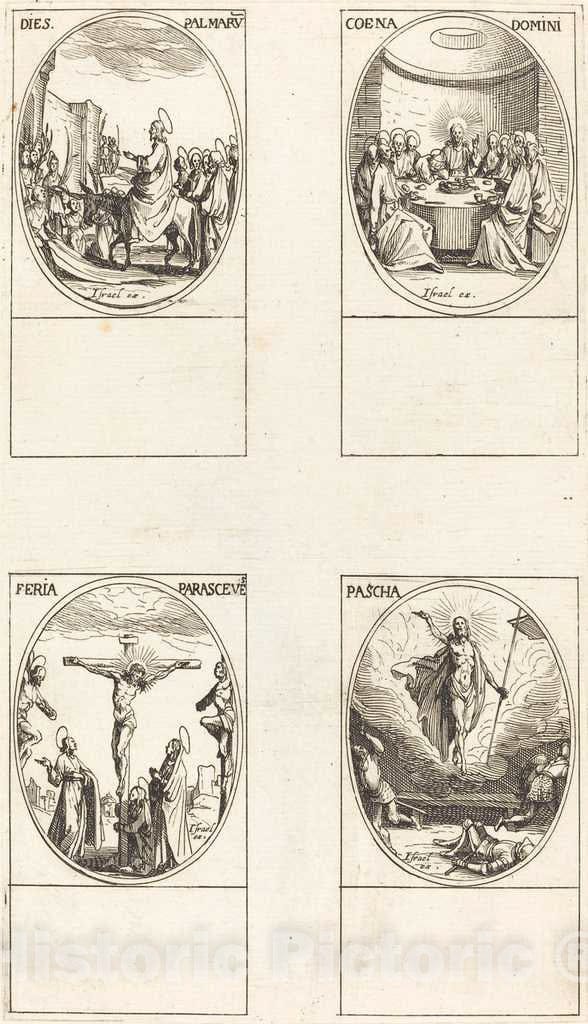 Art Print : Jacques Callot, Entry into Jerusalem; Last Supper; Crucifixion; Resurrection - Vintage Wall Art