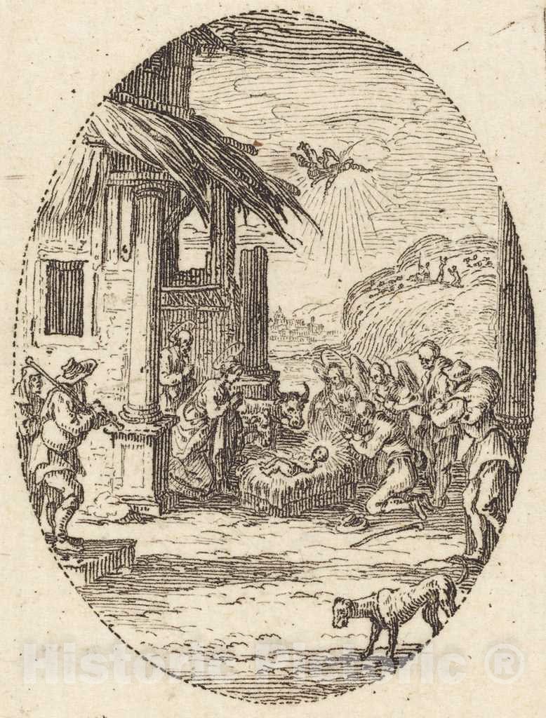 Art Print : Jacques Callot, The Adoration of The Shepherds, c. 1631 - Vintage Wall Art