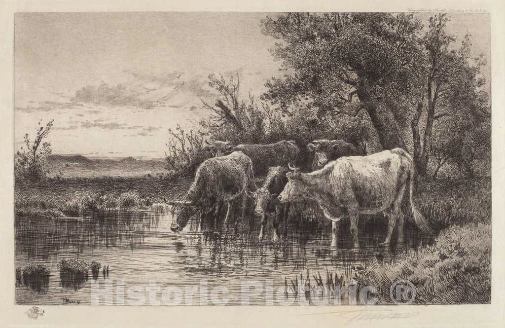 Art Print : Peter Moran, The Evening Hour, 1889 - Vintage Wall Art