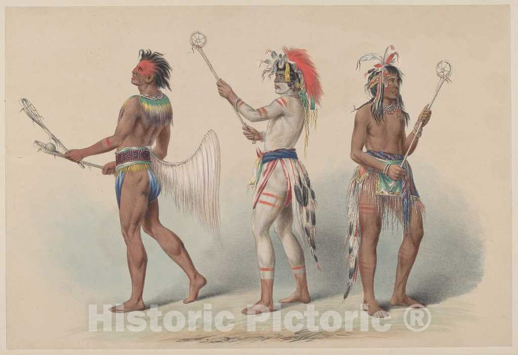 Art Print : George CATLIN, Ball Players, 1844 - Vintage Wall Art