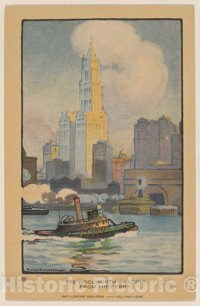Art Print : Rachael Robinson Elmer, The Woolworth Building from The Ferry, 1914 - Vintage Wall Art