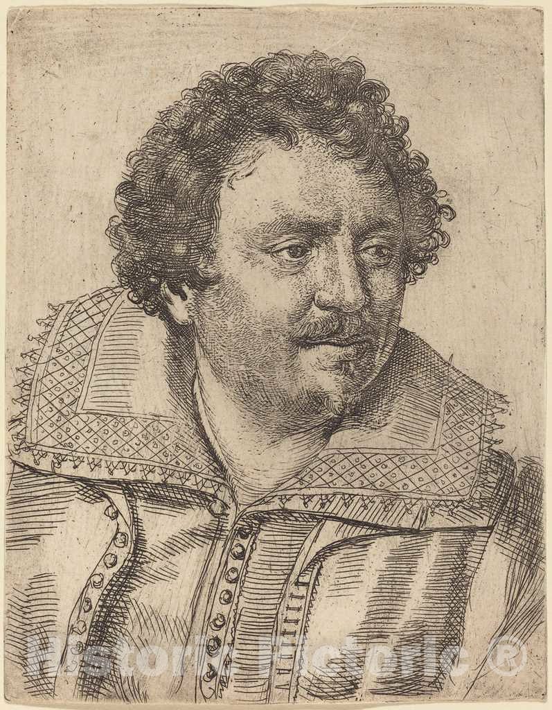 Art Print : Ottavio Leoni, A Man with a Moustache and Goatee, Facing Right, 1620s - Vintage Wall Art
