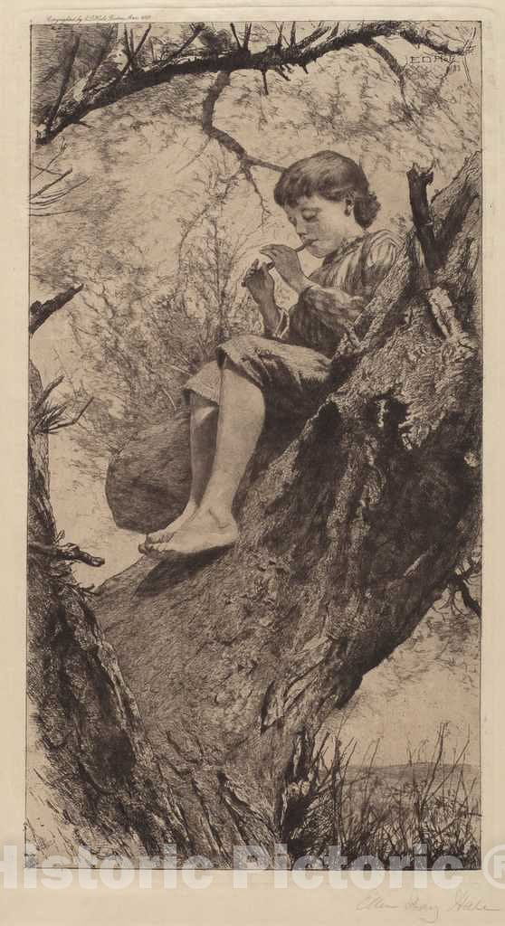 Art Print : Ellen Day Hale, The Willow Whistle, 1888 - Vintage Wall Art