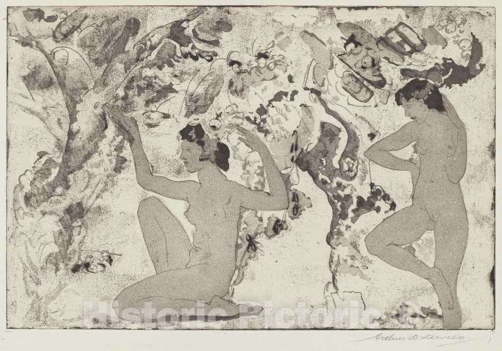Art Print : Arthur B. Davies, Angled Beauty, 1918 - Vintage Wall Art