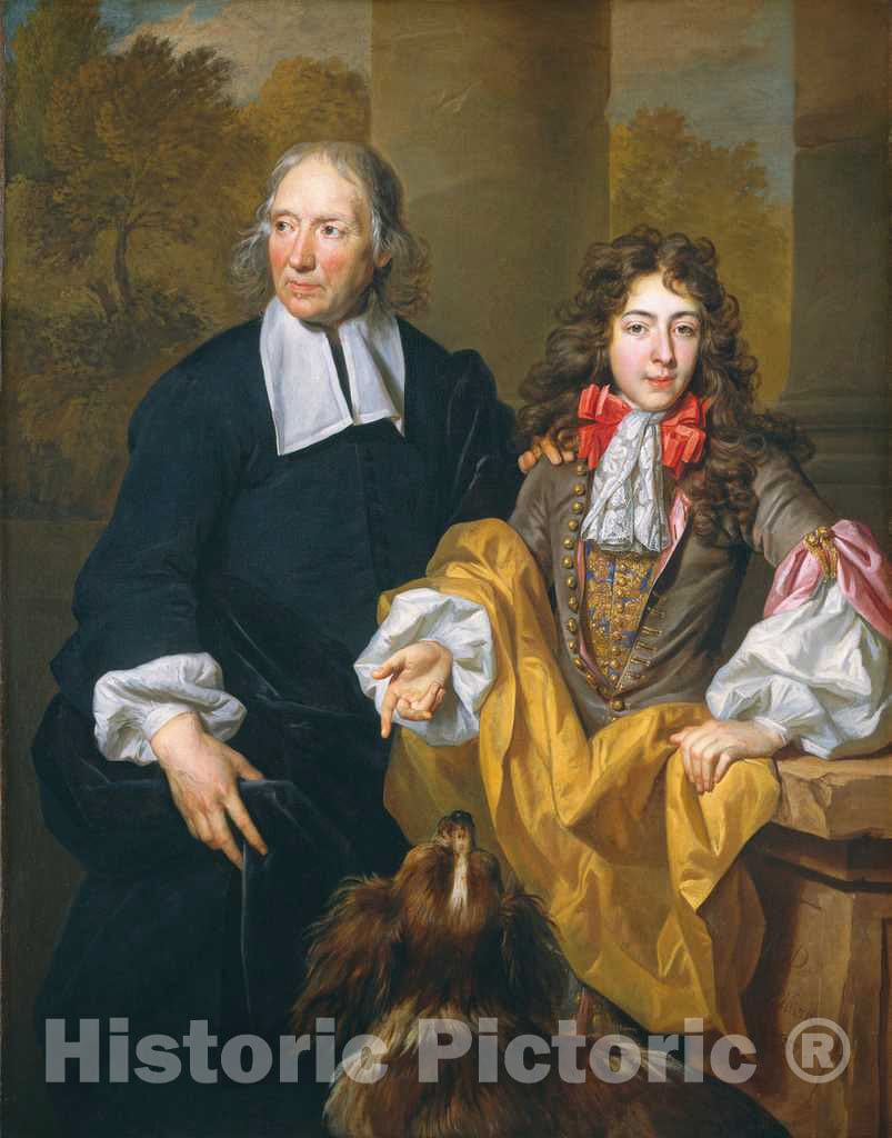 Art Print : Nicolas de Largillierre, Portrait of a Young Man and His Tutor, 1685 - Vintage Wall Art