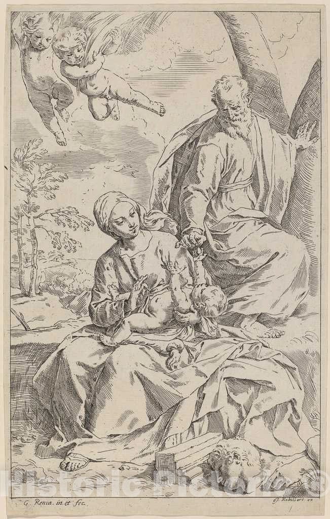 Art Print : Simone Cantarini, The Rest on The Flight into Egypt - Vintage Wall Art