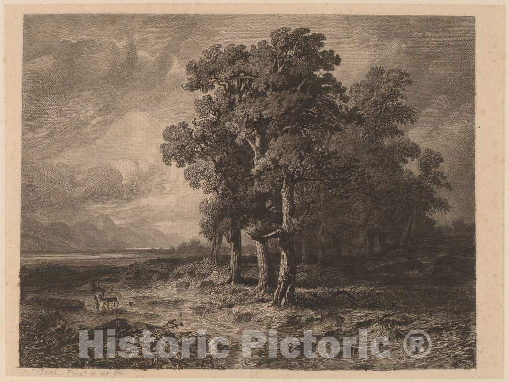 Art Print : Alexandre Calame, Trees in a Storm, 1840 - Vintage Wall Art