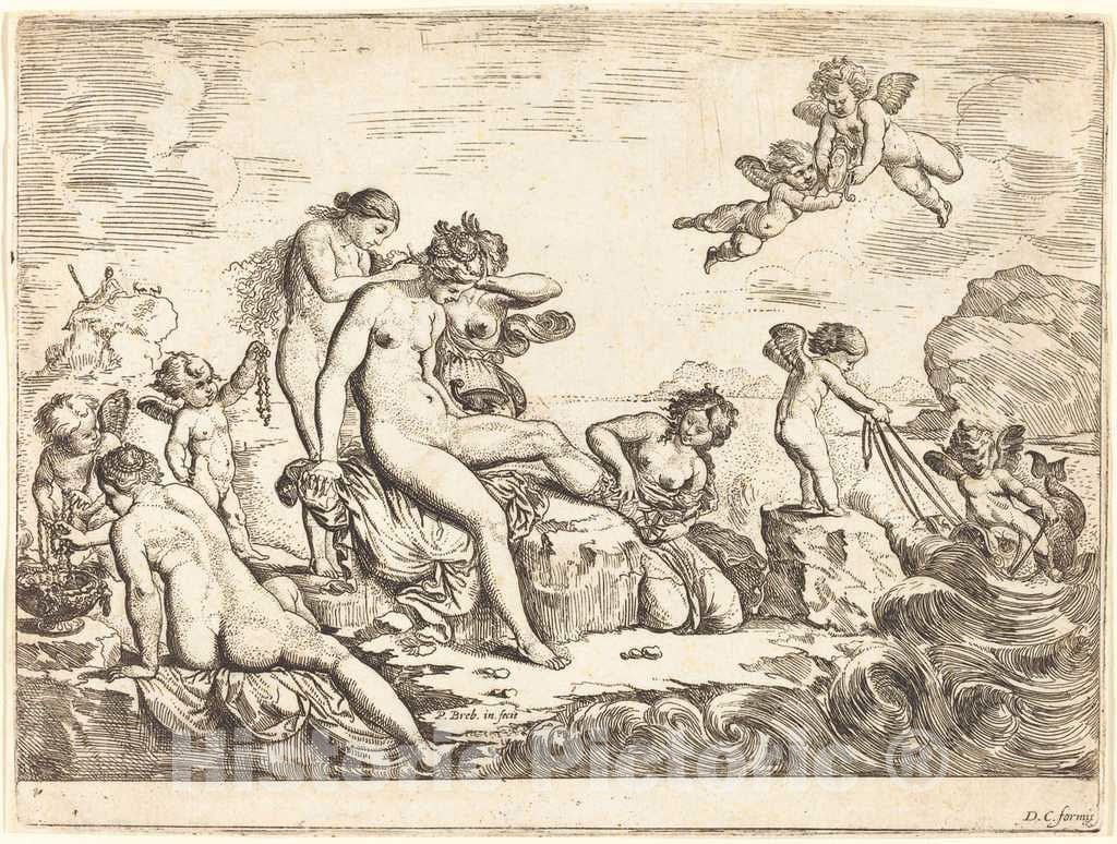 Art Print : Pierre Brebiette, The Toilet of Thetis, 1625 - Vintage Wall Art