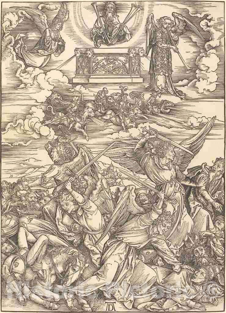 Art Print : Albrecht DÃ¼rer, The Four Avenging Angels, c.1497 - Vintage Wall Art