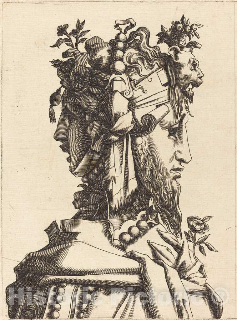 Art Print : Boyvin or Milan, Bust of a Woman in an Extravagant Costume, c.1580 - Vintage Wall Art