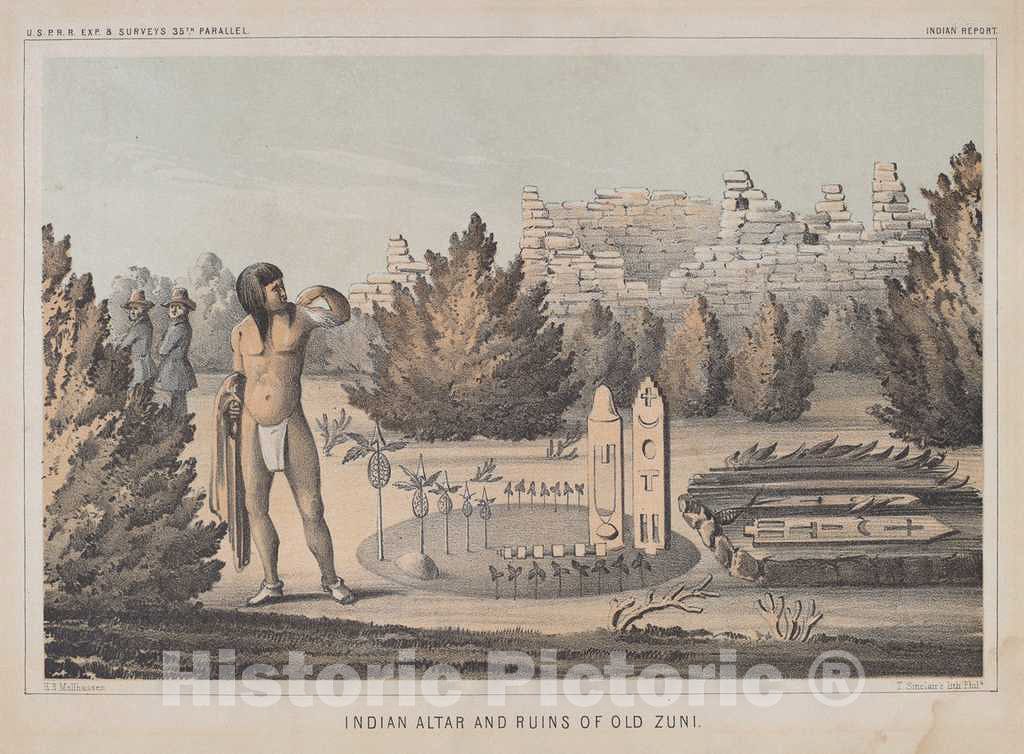 Art Print : Mollhausen, Indian Altar - Vintage Wall Art