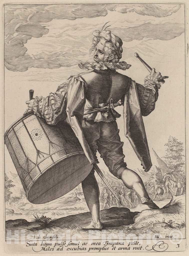 Art Print : Gheyn II After Goltzius, Drummer, 1587 - Vintage Wall Art