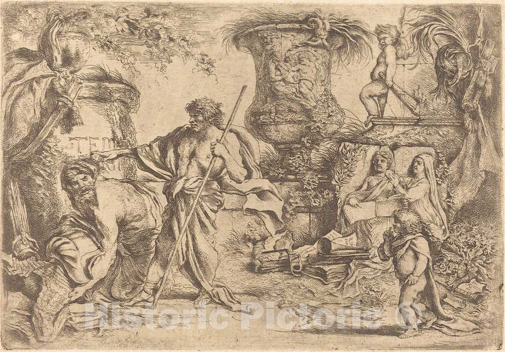 Art Print : Giovanni Benedetto Castiglione, Temporalitas Aeternitas, 1655 - Vintage Wall Art