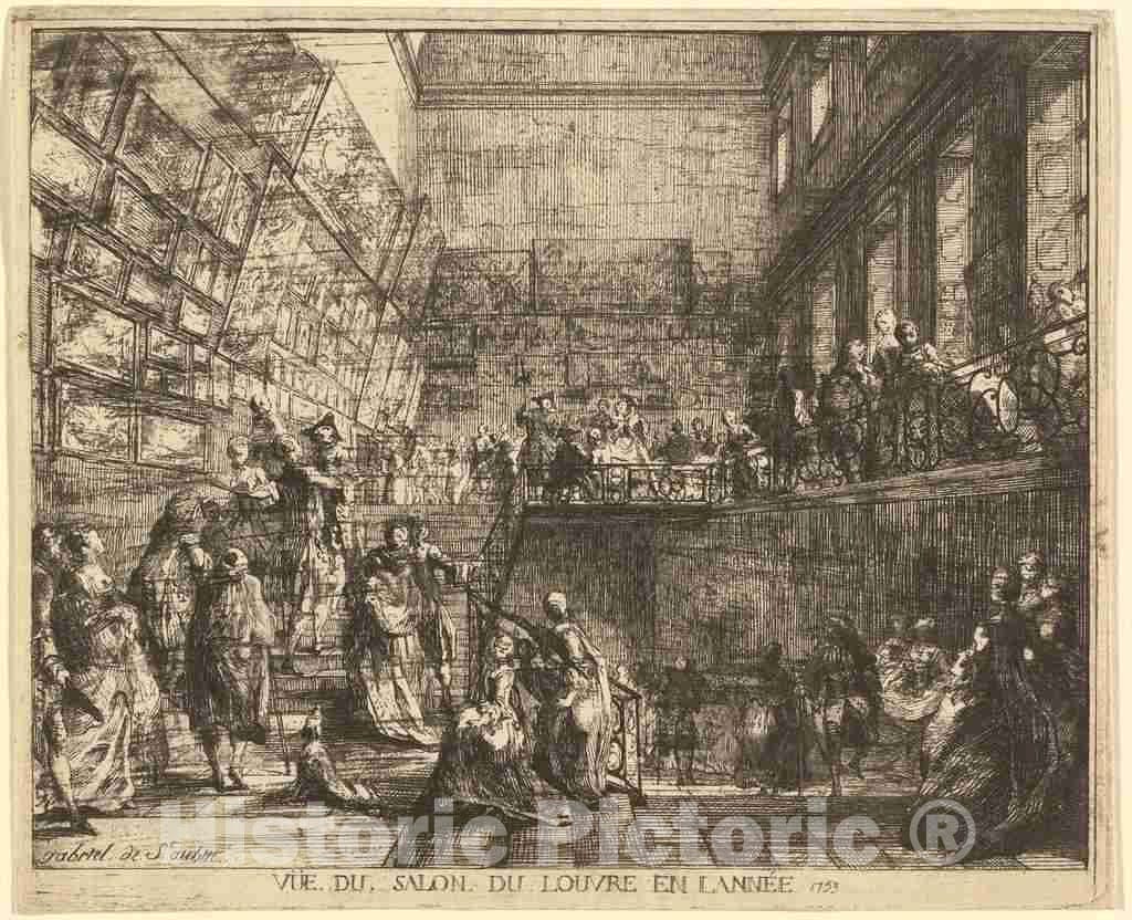 Art Print : Gabriel Jacques de Saint-Aubin, Vue du Salon du Louvre en l'annee 1753, 1753 - Vintage Wall Art
