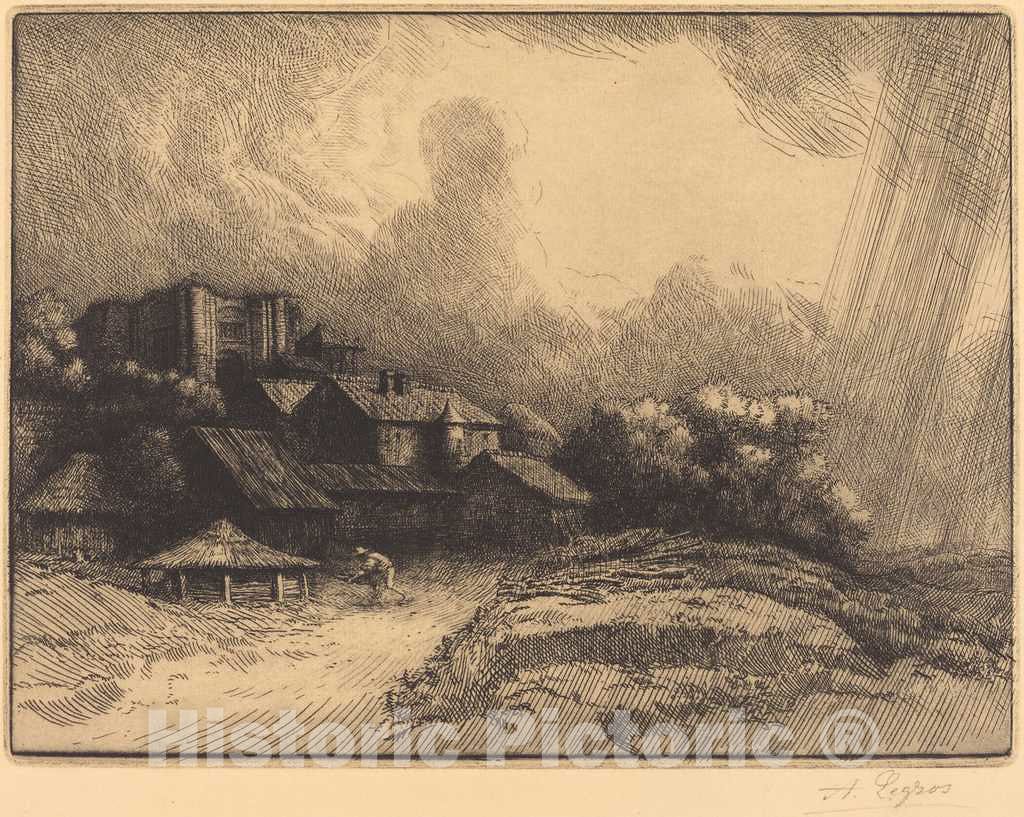 Art Print : Alphonse Legros, Farm at The Monastery (La Ferme de l'abbaye) - Vintage Wall Art