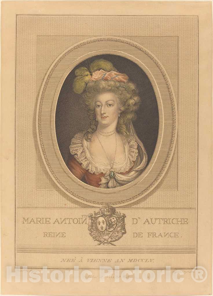 Art Print : J. Curtis After Boze, Marie-Antoinette, Late 19th Century - Vintage Wall Art