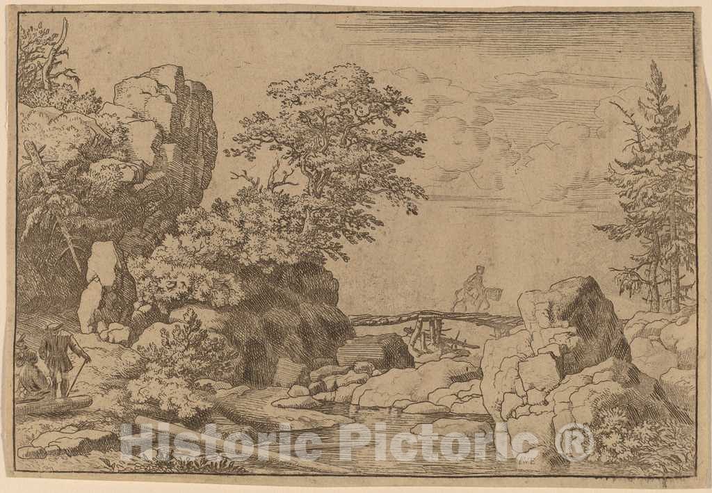 Art Print : Allart Van Everdingen, Horseman on a Bridge, c.1651 - Vintage Wall Art