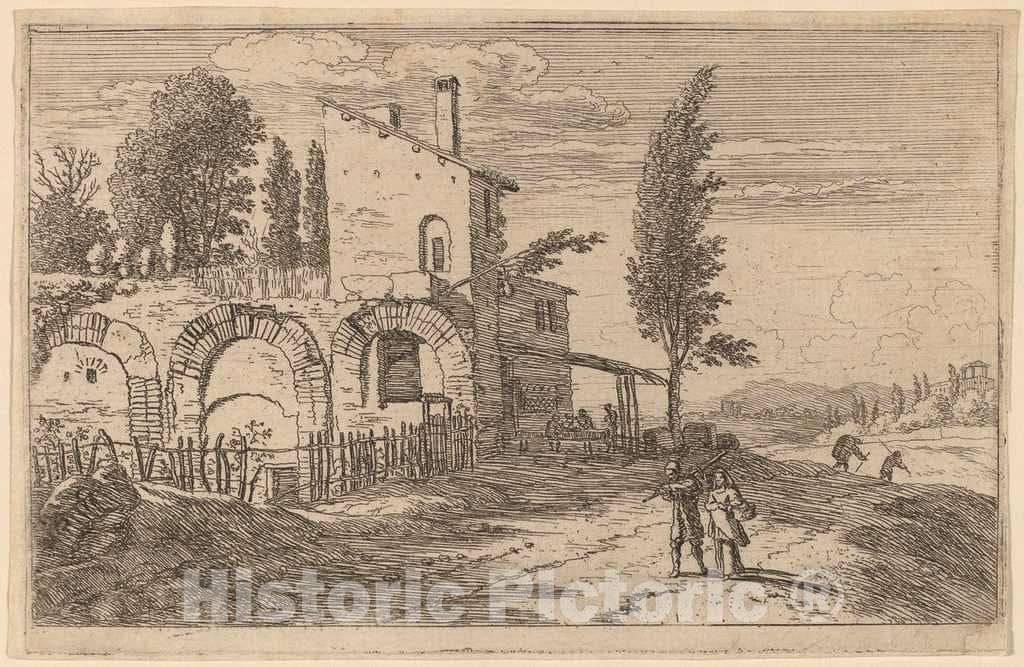 Art Print : Herman Van Swanevelt, Inn in The Ruins of The Palace of The Emperors - Vintage Wall Art