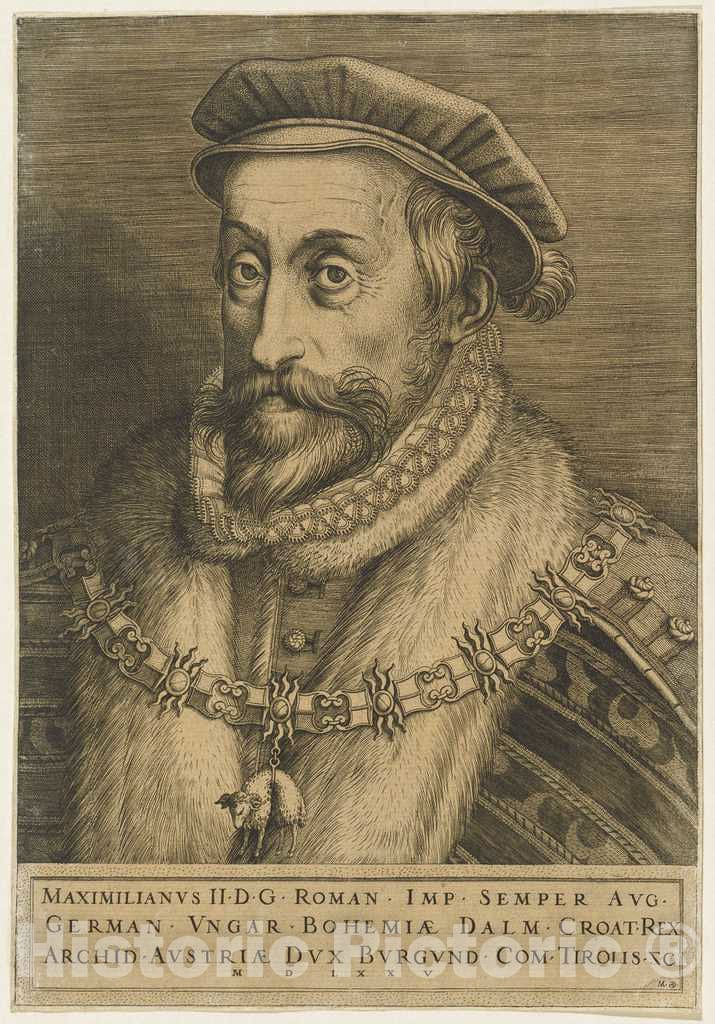 Art Print : Martino Rota, Maximilian II, Roman Emperor, 1575 - Vintage Wall Art