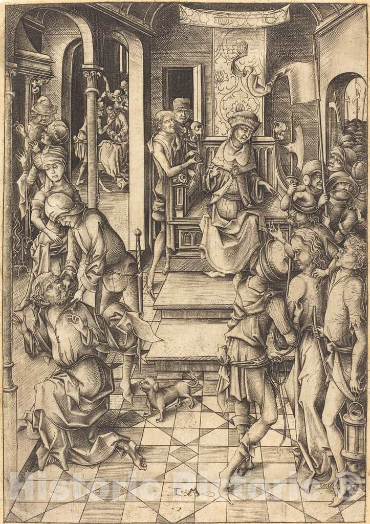 Art Print : Israhel Van Meckenem, Christ Before Annas, c. 1480 - Vintage Wall Art