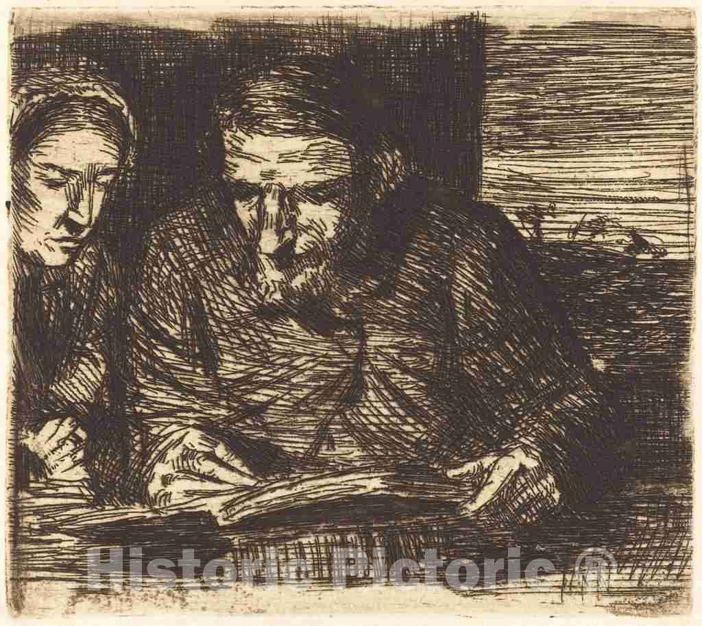 Art Print : Alphonse Legros, Account Book (Le Livre de comptes) - Vintage Wall Art