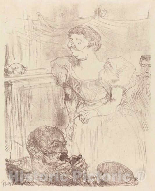 Art Print : Henri de Toulouse-Lautrec, Di Ti Fellow - Englishmen at The Cafe-Concert (Di Ti Fellow - Anglaise au CafÃ©-Concert), 1898 - Vintage Wall Art