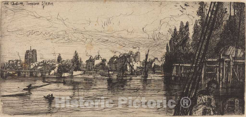 Art Print : Francis Seymour Haden, Old Chelsea (Old Chelsea Church), 1865 - Vintage Wall Art