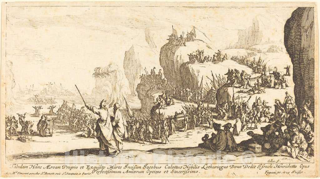 Art Print : Jacques Callot, The Crossing of The Red Sea, 1629 - Vintage Wall Art