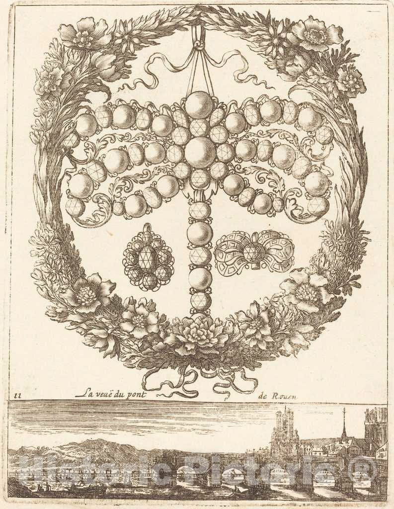 Art Print : FranÃ§ois Le Febvre, La veue du pont de Rouen, 1665 - Vintage Wall Art