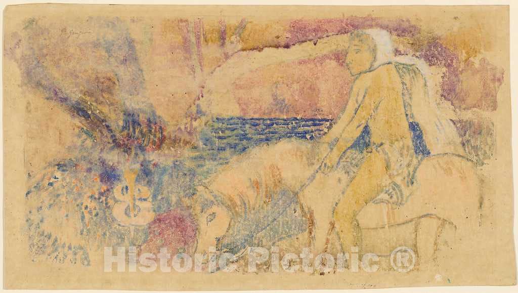 Art Print : Paul Gauguin, The Pony, c. 1902 - Vintage Wall Art