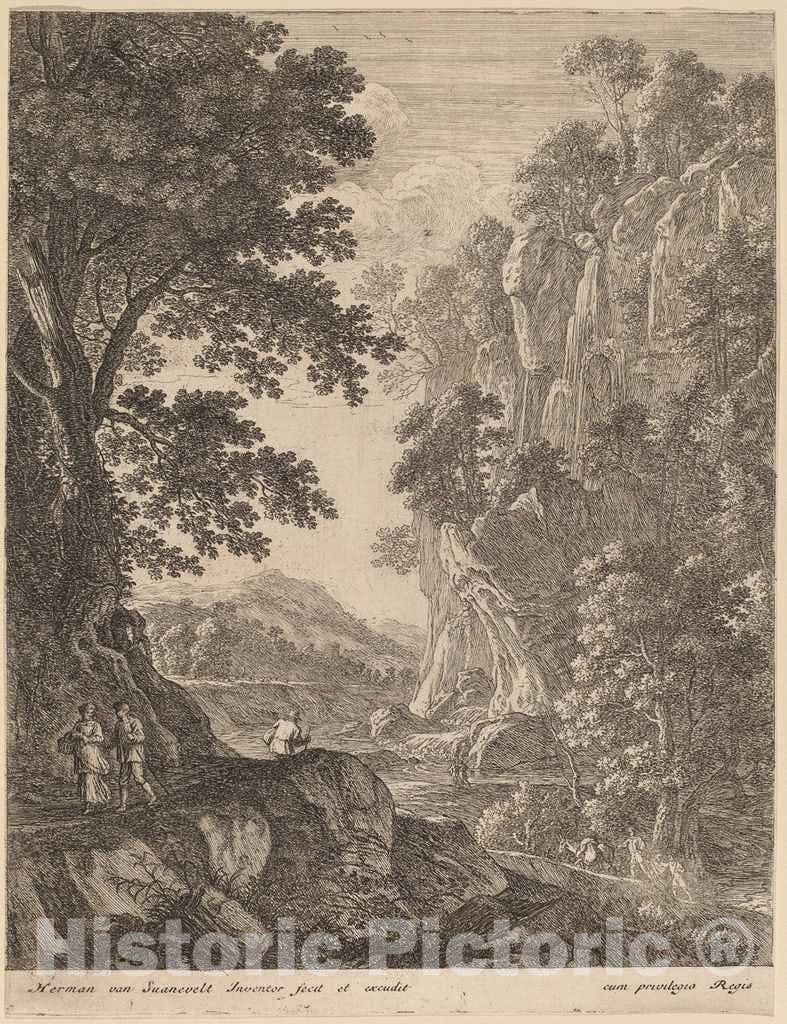 Art Print : Herman Van Swanevelt, The Large Cascade - Vintage Wall Art