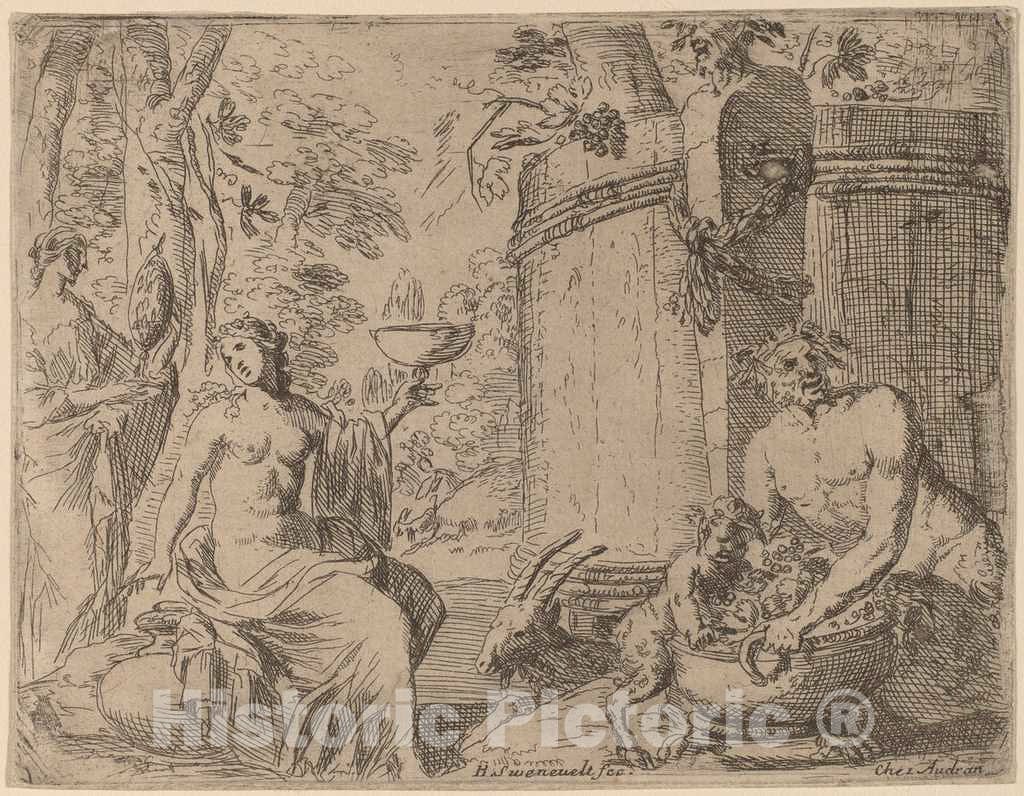 Art Print : Herman Van Swanevelt, Two Nymphs and a Satyr Before a Large Vat - Vintage Wall Art