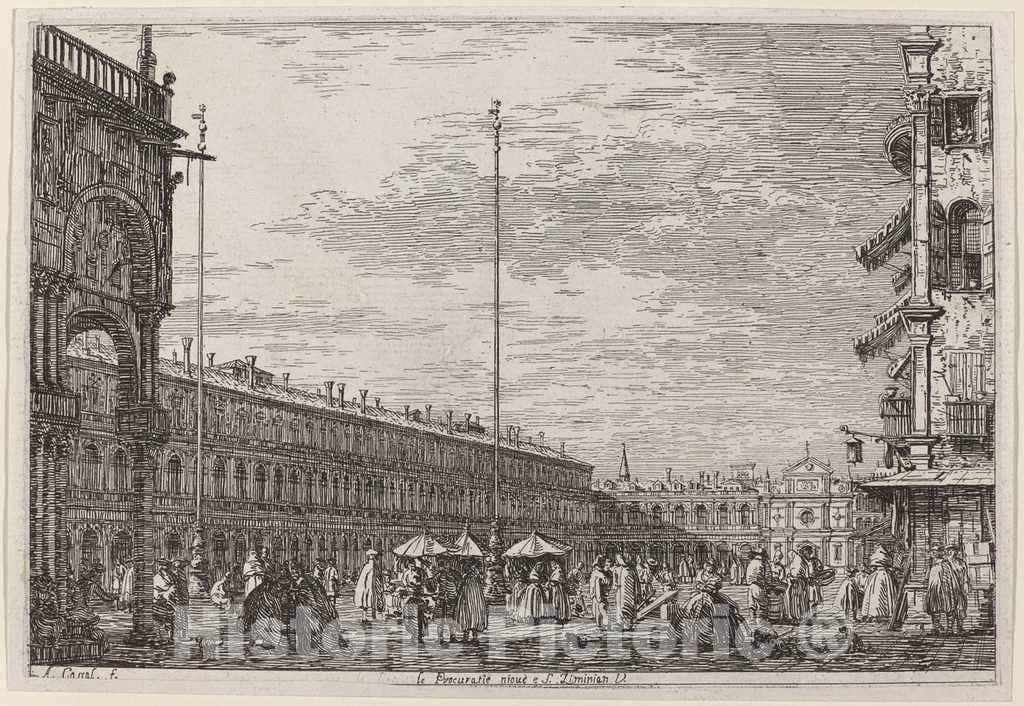 Art Print : Canaletto, Le Procuratie niove e S. Ziminian V, c.1741 - Vintage Wall Art