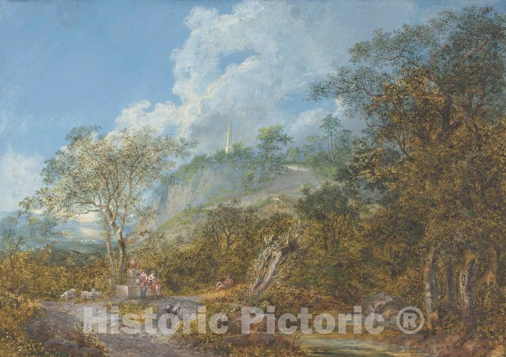 Art Print : Salomon Gessner, Arcadian Landscape with an Obelisk, 1785 - Vintage Wall Art