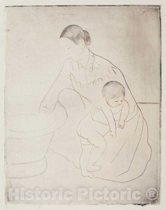 Art Print : Mary Cassatt, The Bath, 1890-1891 - Vintage Wall Art