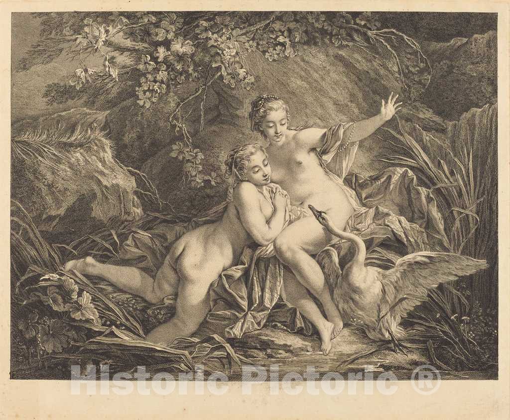 Art Print : Ryland After Boucher, Jupiter and Leda, 1758 - Vintage Wall Art