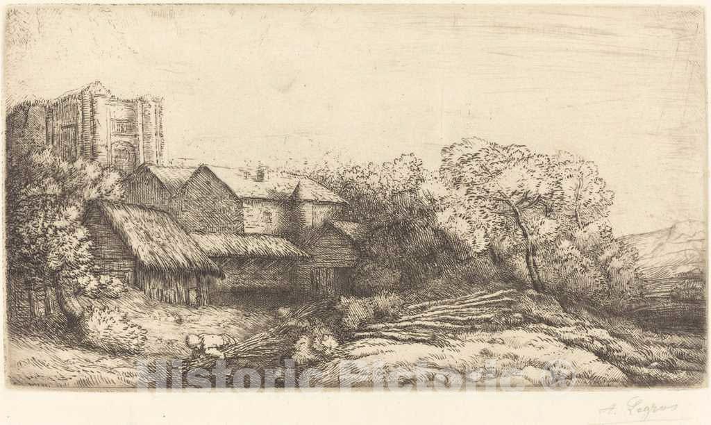 Art Print : Alphonse Legros, Farm at The Monastery (La Ferme de l'abbaye) - Vintage Wall Art