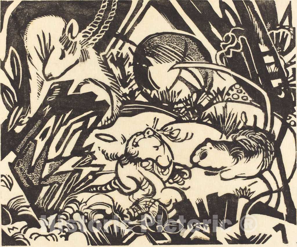 Art Print : Franz Marc, Animal Legend (Tierlegende), 1912 - Vintage Wall Art