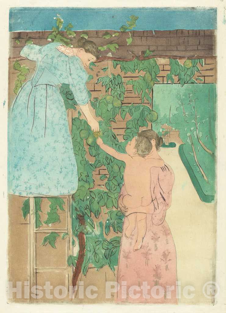 Art Print : Mary Cassatt, Gathering Fruit, c. 1893 - Vintage Wall Art