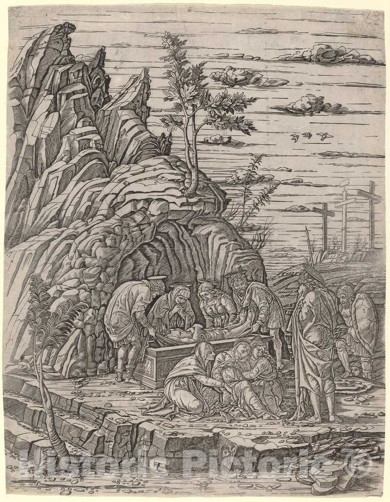 Art Print : Mantegna or Brescia, The Entombment with Three Birds, c.1495 - Vintage Wall Art