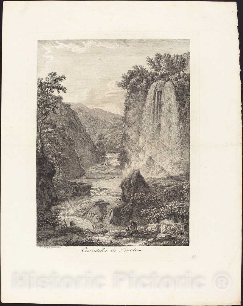 Art Print : Albert Christoph Dies, Cascatella di Tivoli, 1792 - Vintage Wall Art