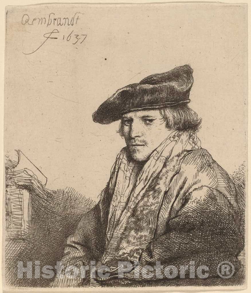 Art Print : Rembrandt, Young Man in a Velvet Cap (Ferdinand BOL?), 1637 - Vintage Wall Art