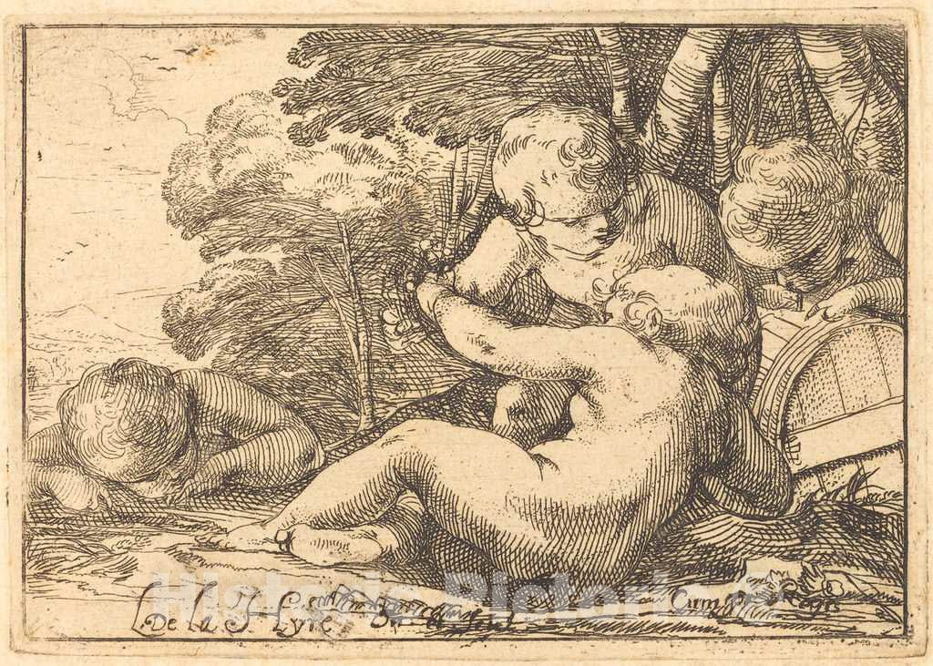 Art Print : Laurent de La Hyre, Four Bacchic Children, 1620s - Vintage Wall Art