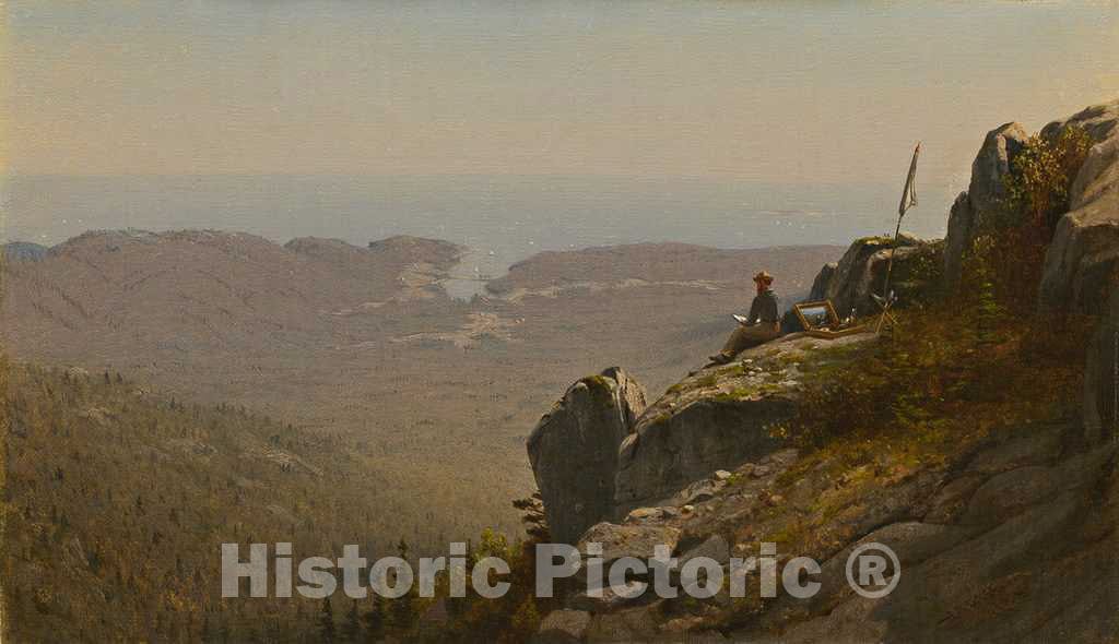 Art Print : Sanford Robinson Gifford, The Artist Sketching at Mount Desert, Maine, 1864-1865 - Vintage Wall Art