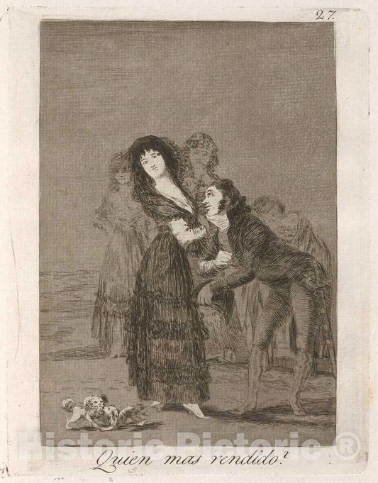 Art Print : Francisco de Goya, Quien mas rendido? (Which of Them is The More Overcome?), 1799 - Vintage Wall Art