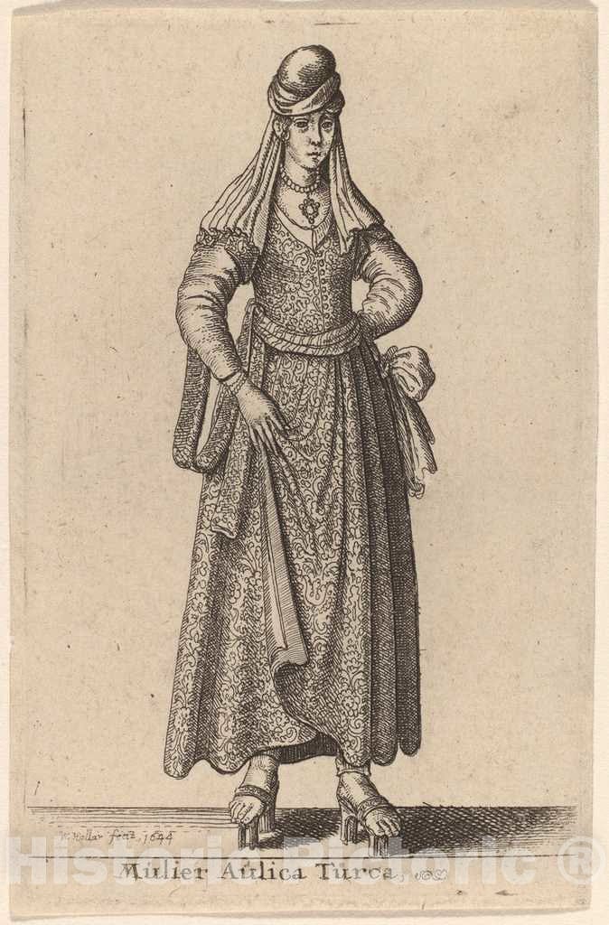 Art Print : Wenceslaus Hollar, Mulier Aulica Turca, 1644 - Vintage Wall Art